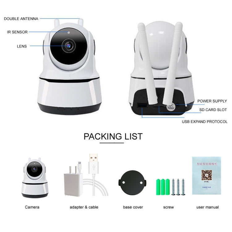 PAF200 2MP 1080P HD Wireless IP Camera, Support Motion Detection & Infrared Night Vision & TF Card