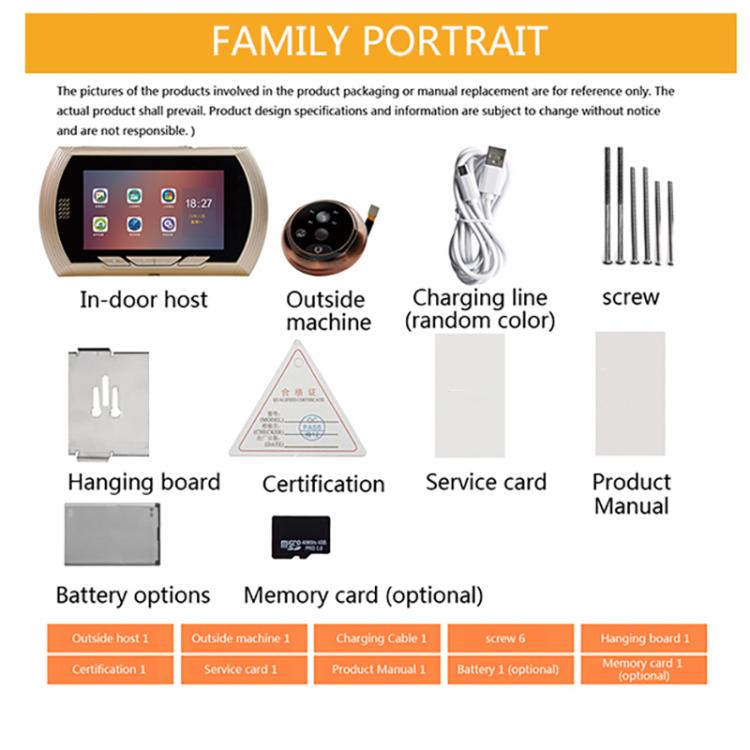 45AHD 4.5 inch Motion Detection Camera Video Smart Digital Door Viewer