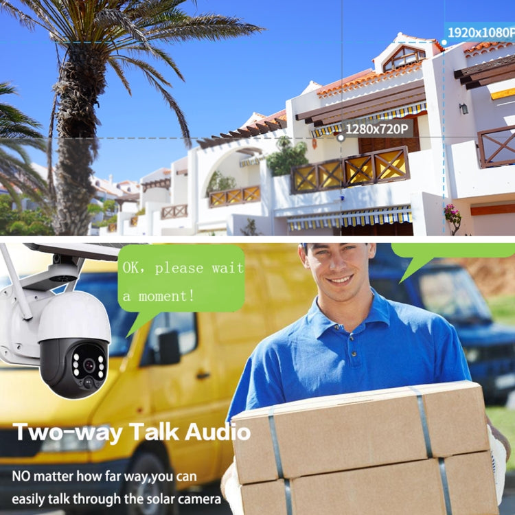 T23 2288 x 1288P全高清太陽能WiFi攝像機，支持PIR報警&夜視&雙向語音&TF卡，不帶電池