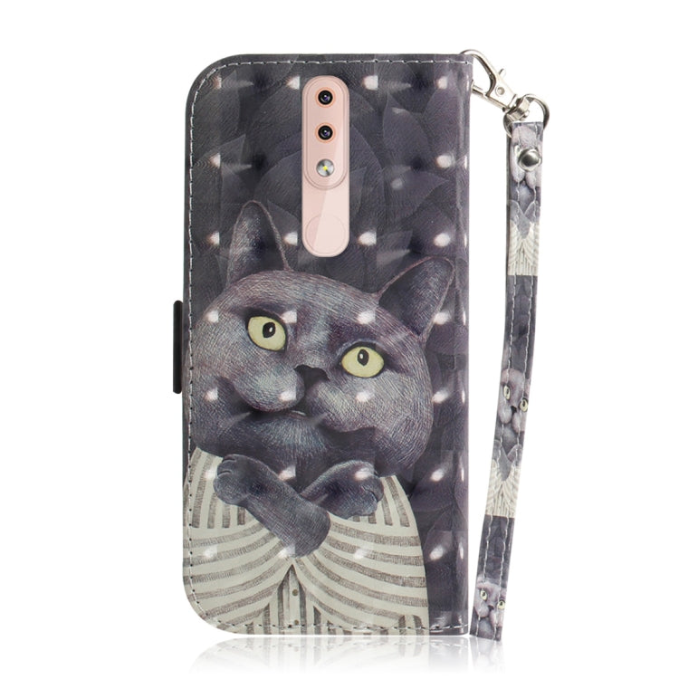 適用於諾基亞 4.2 3D彩繪懷抱貓圖案左右開皮套 帶支架&卡槽&錢包