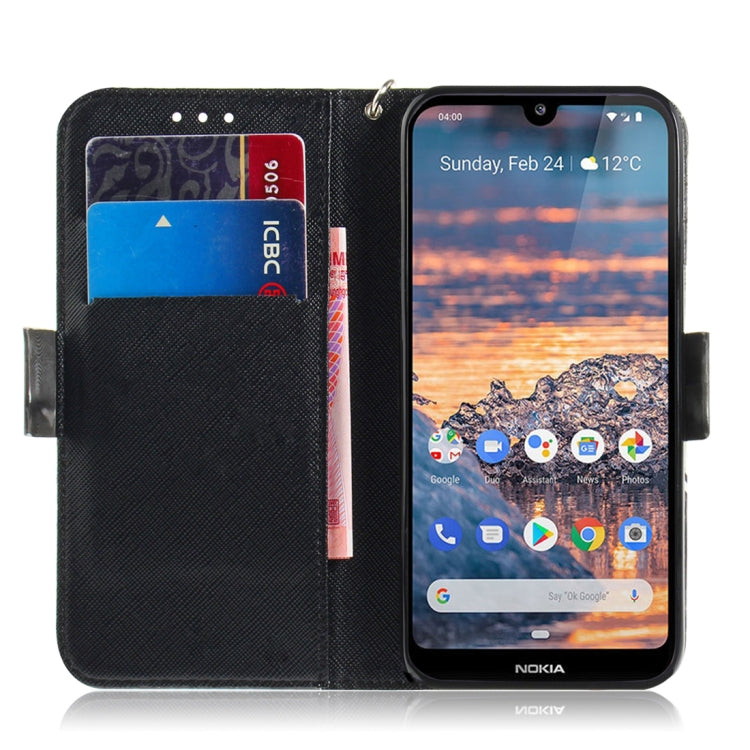 適用於諾基亞 4.2 3D彩繪孔雀花圖案左右開皮套 帶支架&卡槽&錢包