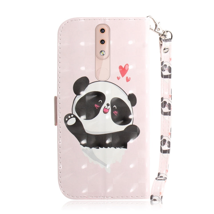 適用於諾基亞 4.2 3D彩繪愛心熊圖案左右開皮套 帶支架&卡槽&錢包