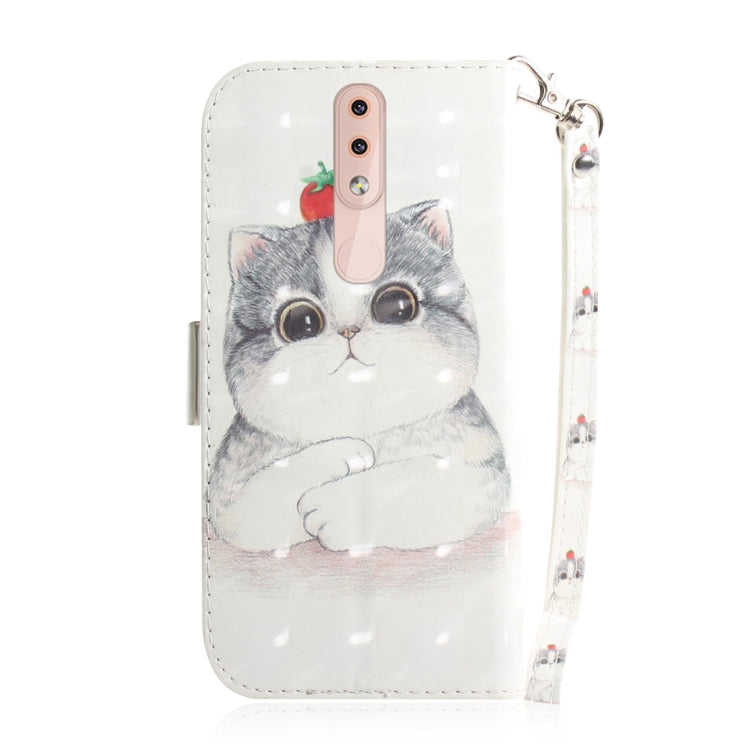 適用於諾基亞 4.2 3D彩繪萌貓圖案左右開皮套 帶支架&卡槽&錢包