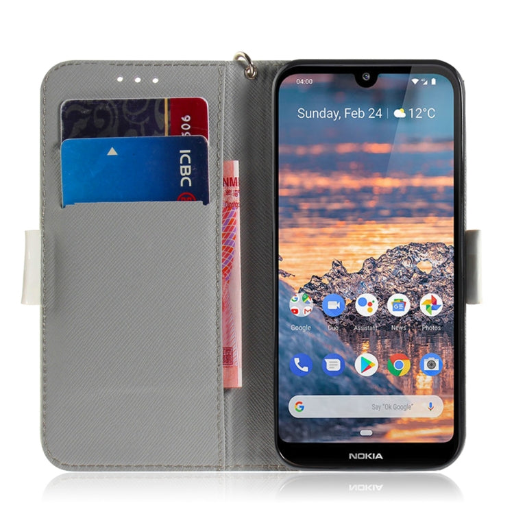 適用於諾基亞 4.2 3D彩繪萌貓圖案左右開皮套 帶支架&卡槽&錢包