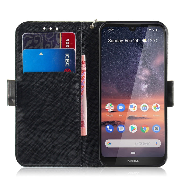 適用於諾基亞 3.2 3D彩繪孔雀花圖案左右開皮套 帶支架&卡槽&錢包