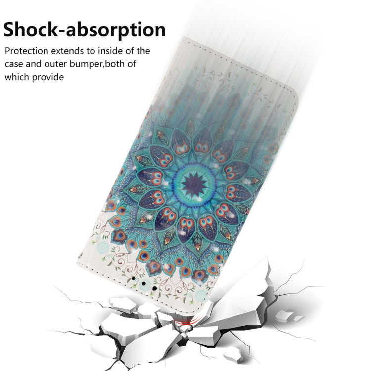 適用於諾基亞 3.2 3D彩繪孔雀花圖案左右開皮套 帶支架&卡槽&錢包