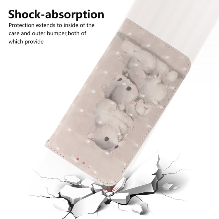 適用於諾基亞 3.2 3D彩繪三隻松鼠圖案左右開皮套 帶支架&卡槽&錢包