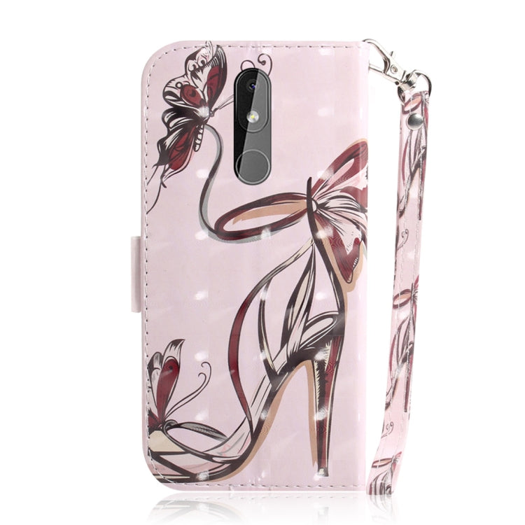 適用於諾基亞 3.2 3D彩繪蝴蝶高跟鞋圖案左右開皮套 帶支架&卡槽&錢包