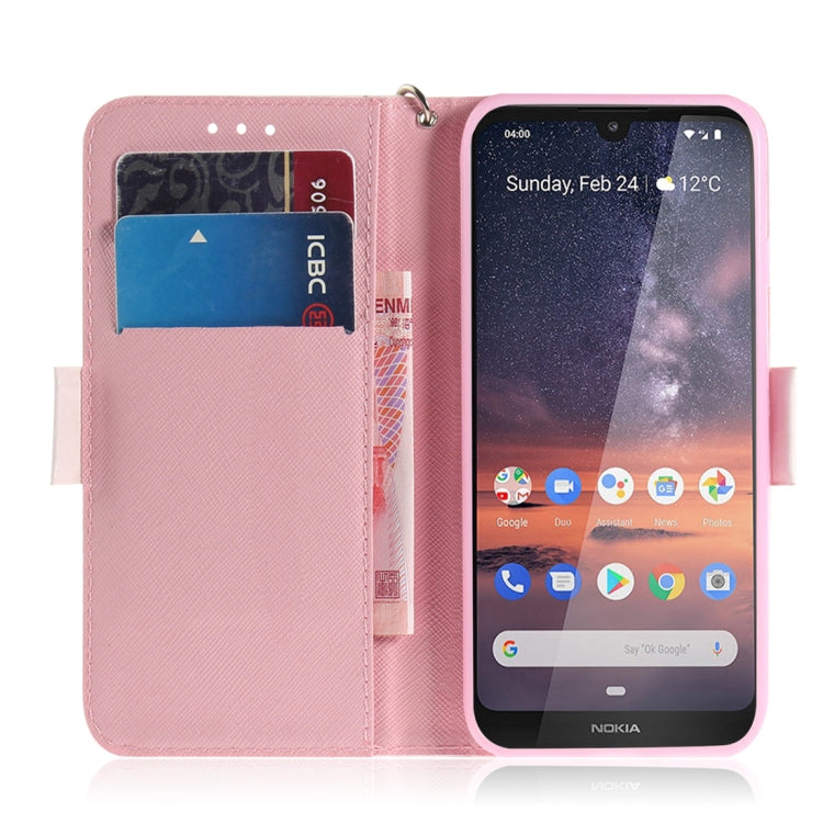 適用於諾基亞 3.2 3D彩繪黑白貓圖案左右開皮套 帶支架&卡槽&錢包