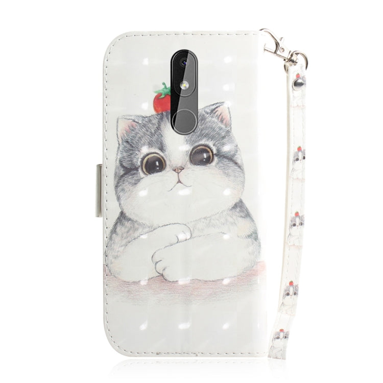 適用於諾基亞 3.2 3D彩繪萌貓圖案左右開皮套 帶支架&卡槽&錢包