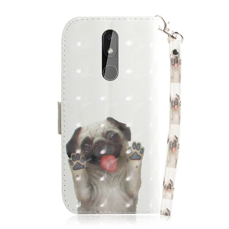 適用於諾基亞 3.2 3D彩繪哈巴狗圖案左右開皮套 帶支架&卡槽&錢包