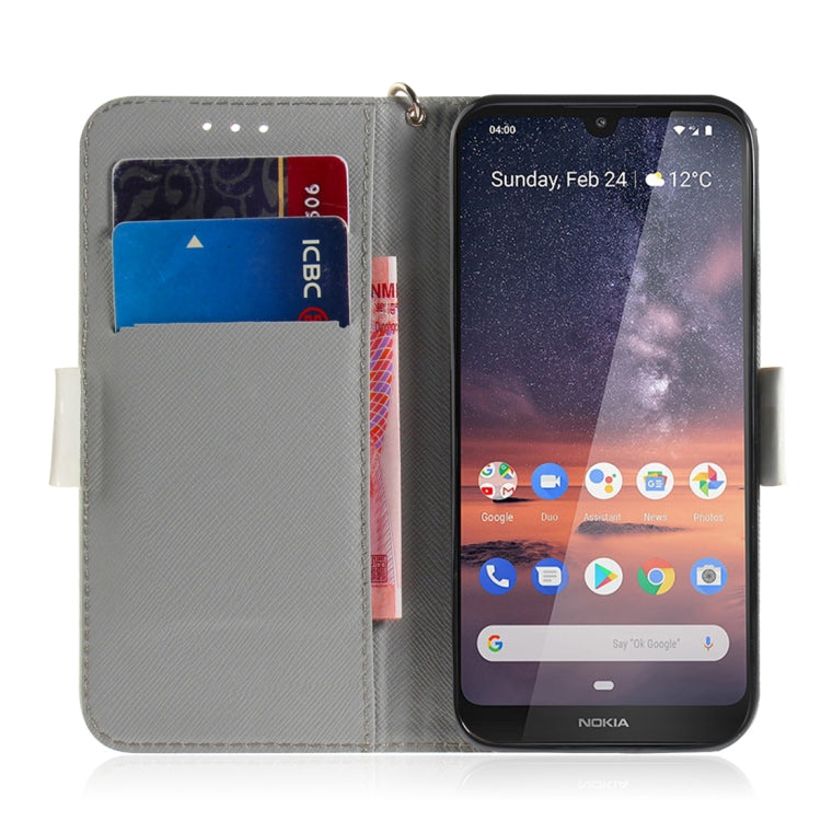 適用於諾基亞 3.2 3D彩繪水彩花圖案左右開皮套 帶支架&卡槽&錢包