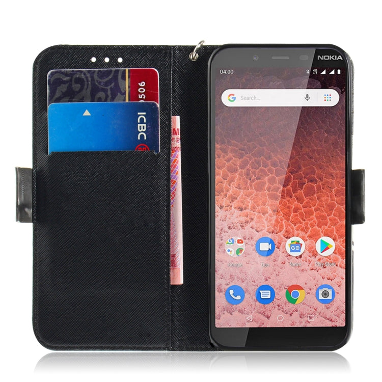 適用於諾基亞 1 Plus 3D彩繪懷抱貓圖案左右開皮套 帶支架&卡槽&錢包