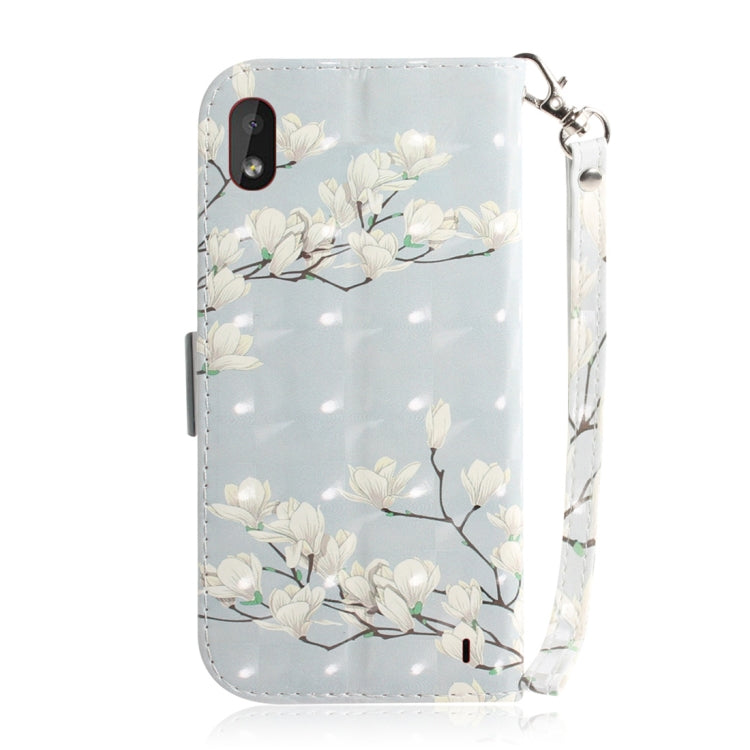 適用於諾基亞 1 Plus 3D彩繪玉蘭花圖案左右開皮套 帶支架&卡槽&錢包