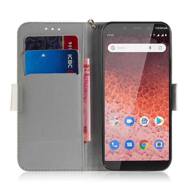 適用於諾基亞 1 Plus 3D彩繪萌貓圖案左右開皮套 帶支架&卡槽&錢包