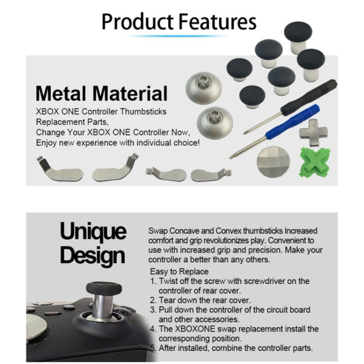 18件套 適用於Xbox One精英版 遊戲機手柄按鍵替換配件