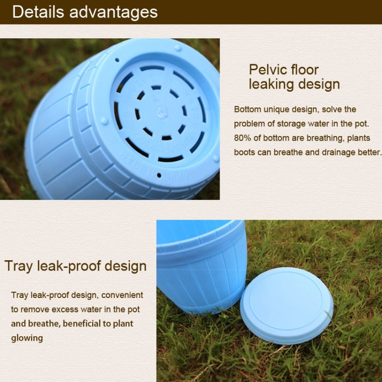 10個一賣 pp樹脂仿木桶花盆,  送托盤 上口直徑19cm 特大號