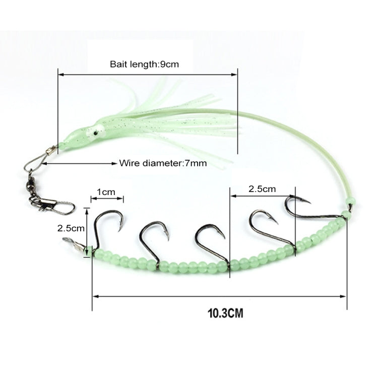 HENGJIA 32cm/7g 夜光章魚 魷魚串鈎 5鈎釣刀魚