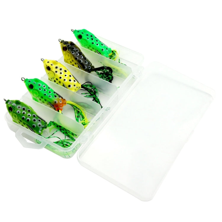 HENGJIA 5 PCS 軟體黑魚雷蛙假餌盒裝路亞餌雷蛙套裝魚餌青蛙魚餌盒裝