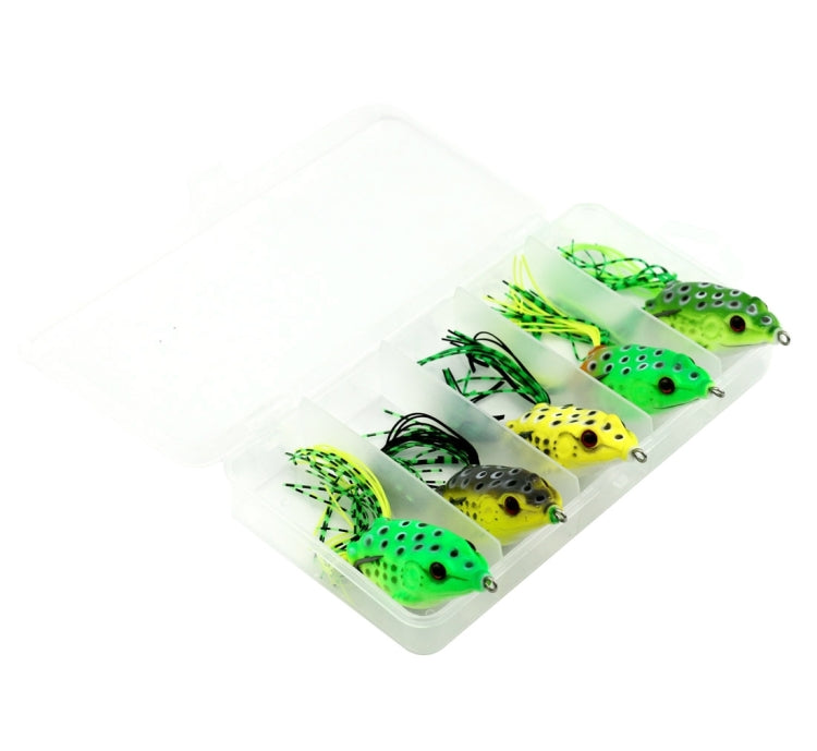 HENGJIA 5 PCS 軟體黑魚雷蛙假餌盒裝路亞餌雷蛙套裝魚餌青蛙魚餌盒裝
