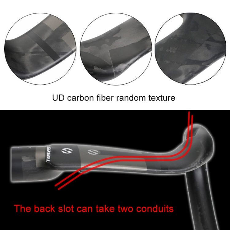 TOSEEK UD碳纖維紋理公路自行車車把，尺寸：440mm