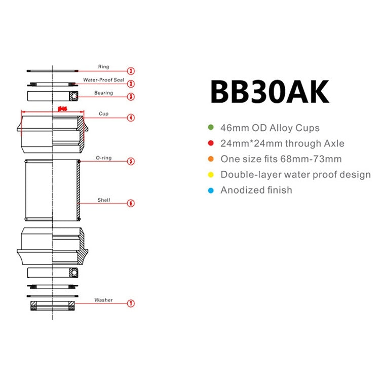 BIKERSAY BB30AK 自行車壓入式中軸