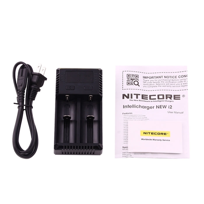 Nitecore NEW i2智能電池充電器, 帶LED指示燈, 適用於14500, 16340 , 18650, 22650, 26650, Ni-MH and Ni-Cd  等電池
