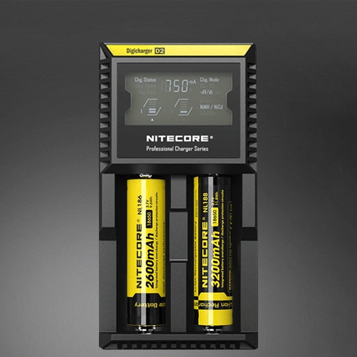 Nitecore D2 智能電池充電器, 帶LED指示燈, 適用於14500, 16340 , 18650, 22650, 26650, Ni-MH and Ni-Cd  等電池