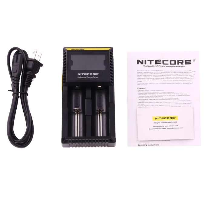 Nitecore D2 智能電池充電器, 帶LED指示燈, 適用於14500, 16340 , 18650, 22650, 26650, Ni-MH and Ni-Cd  等電池