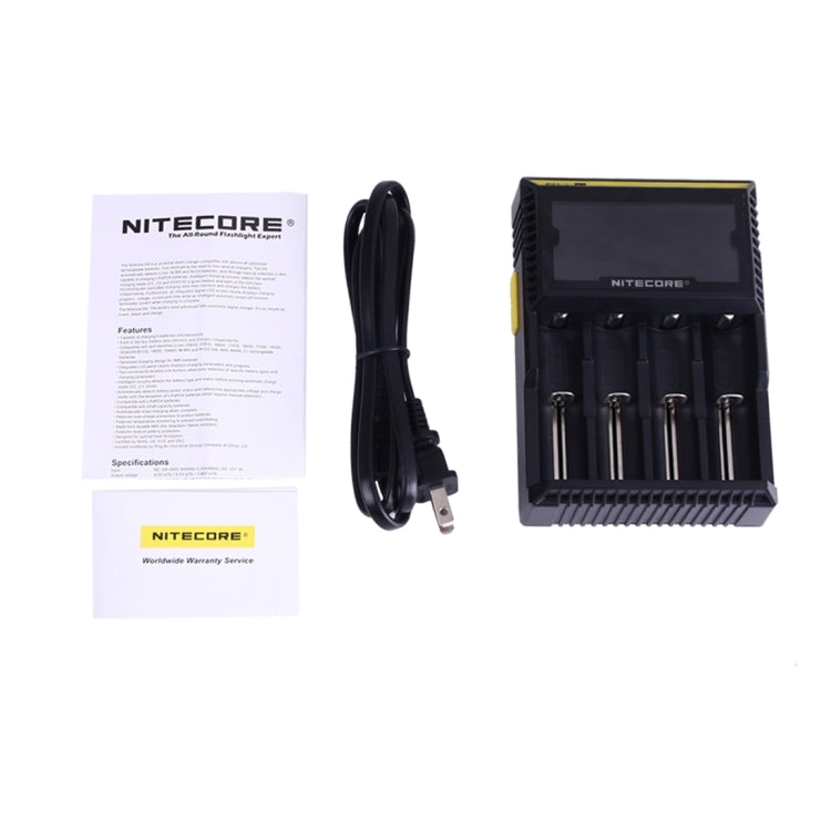 Nitecore D4智能電池充電器帶LCD显示屏, 適用於14500, 16340 , 18650, 22650, 26650, Ni-MH and Ni-Cd  等電池