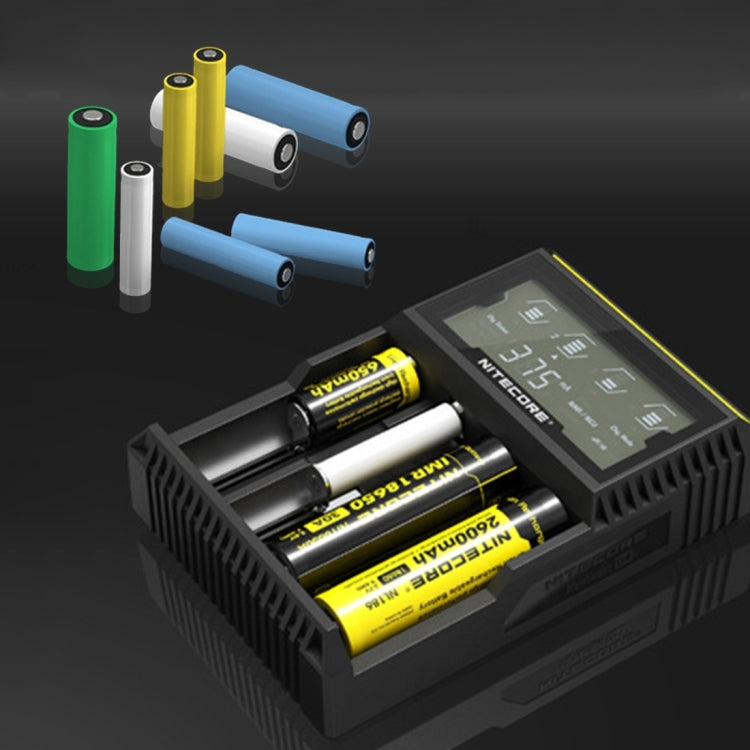 Nitecore D4智能電池充電器帶LCD显示屏, 適用於14500, 16340 , 18650, 22650, 26650, Ni-MH and Ni-Cd  等電池