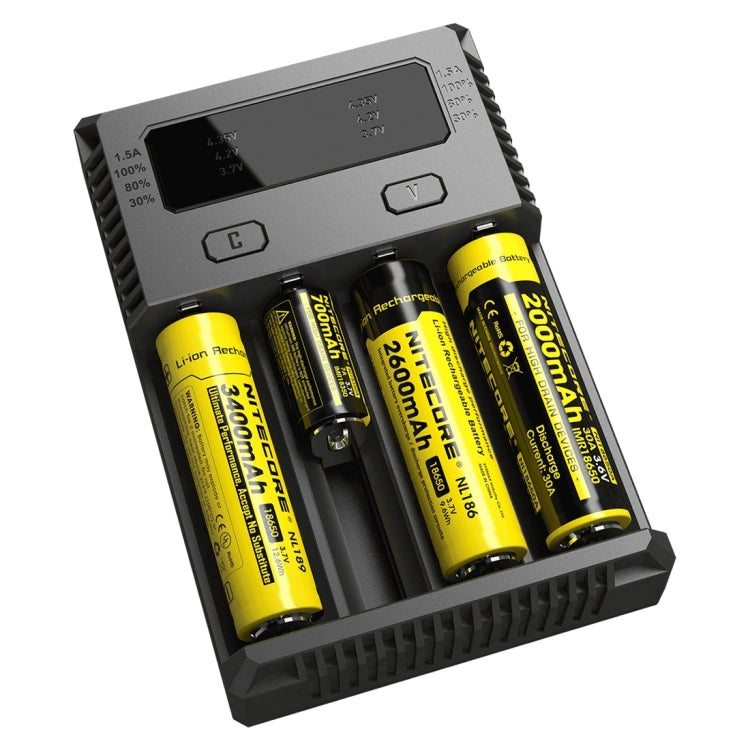Nitecore NEW i4智能電池充電器, 帶LED指示燈, 適用於14500, 16340 , 18650, 22650, 26650, Ni-MH and Ni-Cd  等電池
