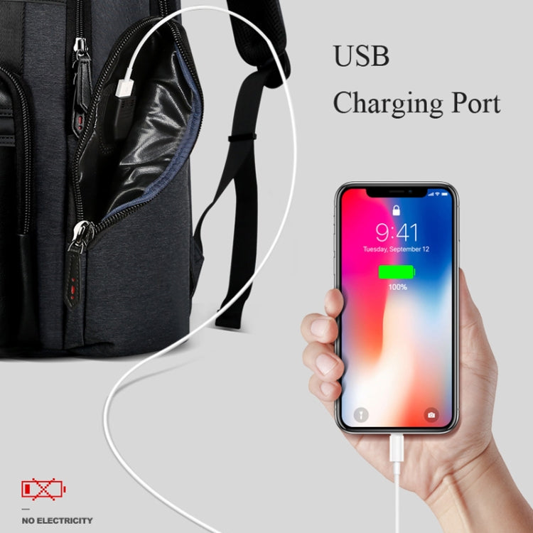 博牌 851-014318時尚戶外透氣防水防盜三層大容量雙肩包，帶USB充電口，尺寸：31x17x44cm