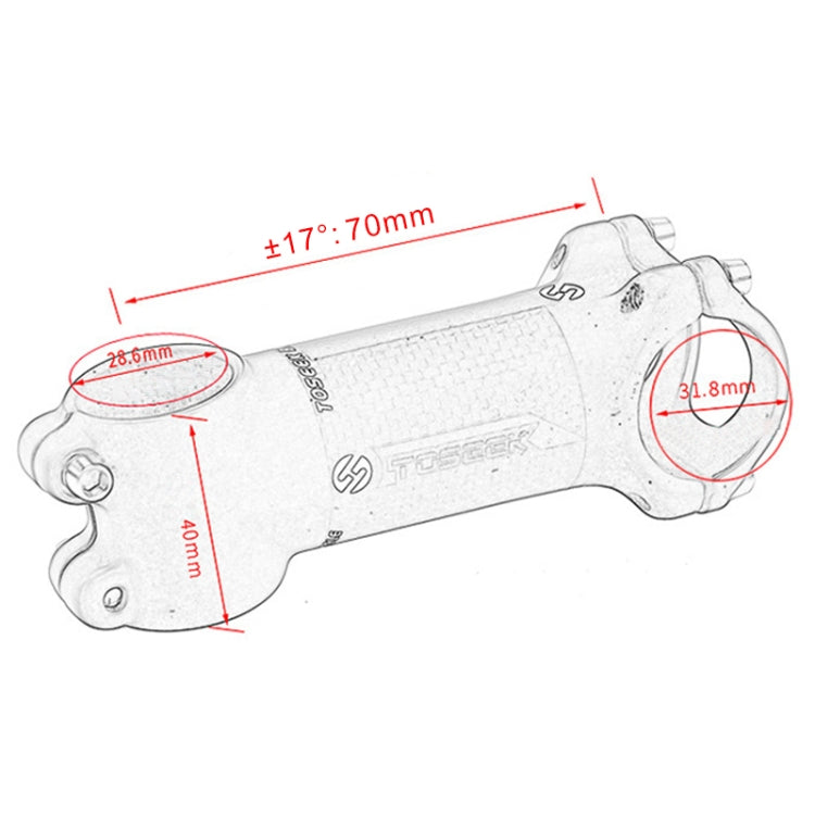 TOSEEK 公路山地自行車超輕車把立管龍頭，尺寸：17度，70mm
