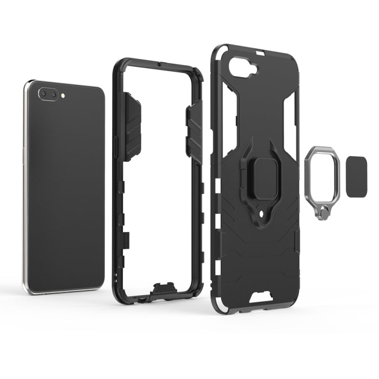 適用於OPPO A5 黑豹PC + TPU磁吸指環支架防摔保護殼  , For OPPO A5