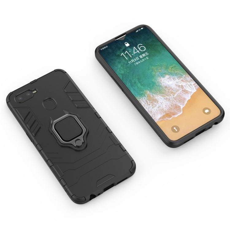 適用於OPPO F9 黑豹PC + TPU磁吸指環支架防摔保護殼