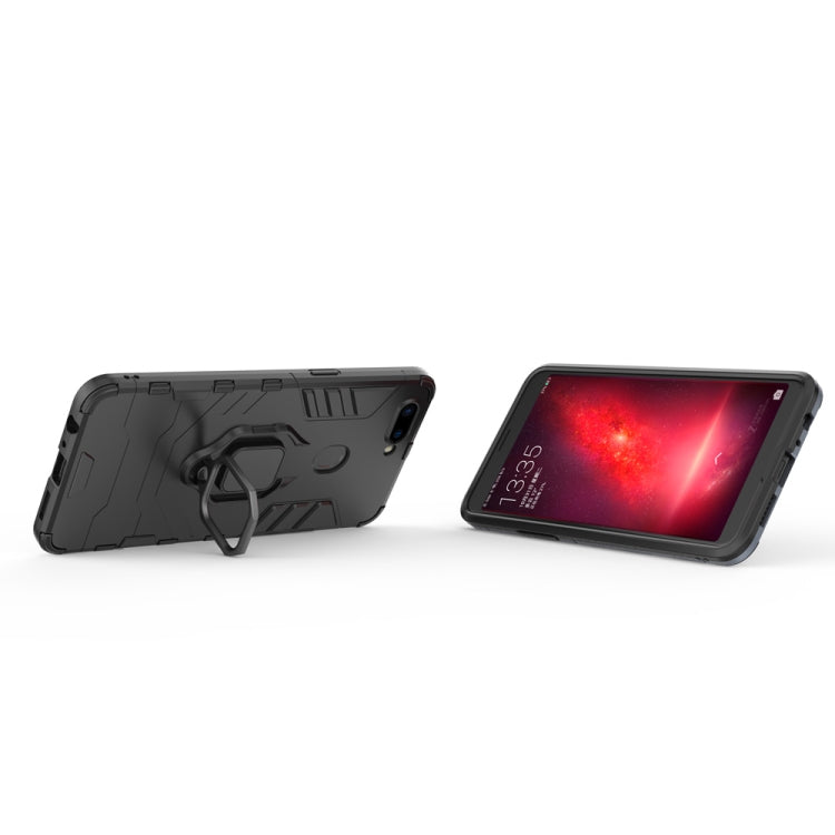 適用於OPPO R11s 黑豹PC + TPU磁吸指環支架防摔保護殼  , For OPPO R11s