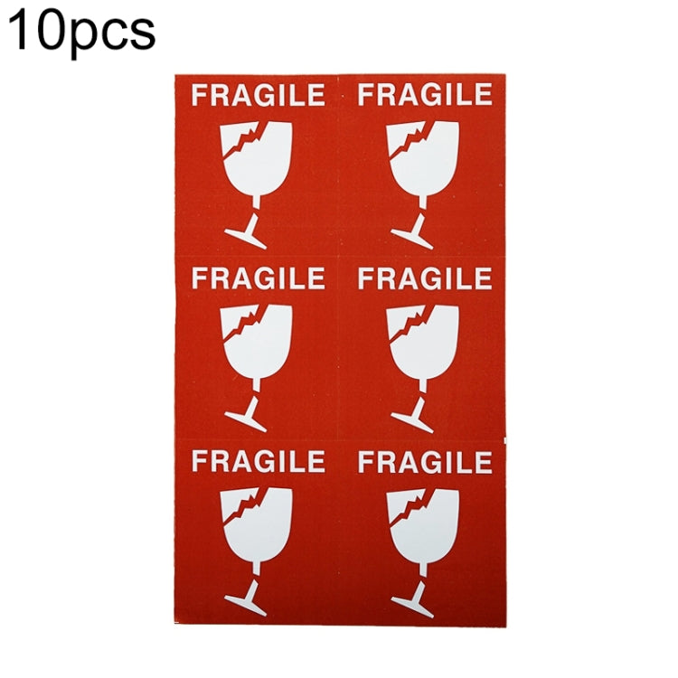 10pcs Self-adhesive English Warning Sticker Fragile Label