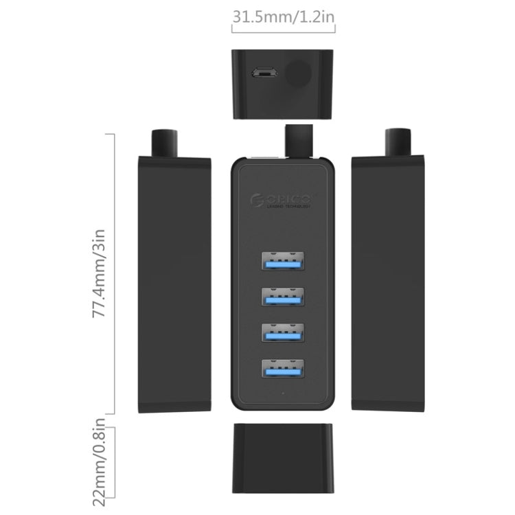 ORICO  W5P-U3-100  USB 3.0桌面4口集線器 100cm線