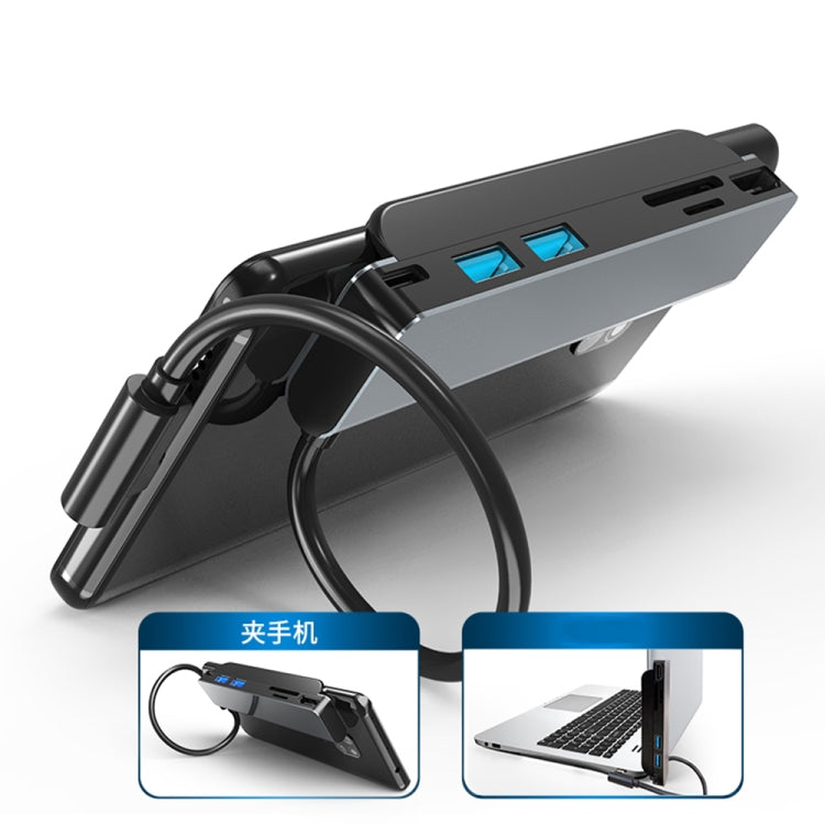 AD-065 6合一 Type-C轉4K HDMI + SD / TF卡槽 + Type-C + 2個 USB 3.0 背夾式多功能擴展塢集線器