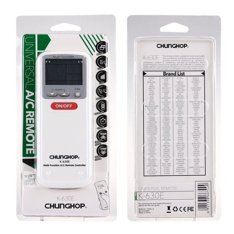 CHUNGHOP K-630E  萬能空調遙控器