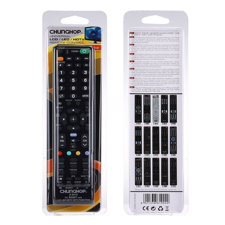 CHUNGHOP E-S916 通用於 索尼 品牌的 LED LCD HDTV 3DTV 液晶電視遙控器