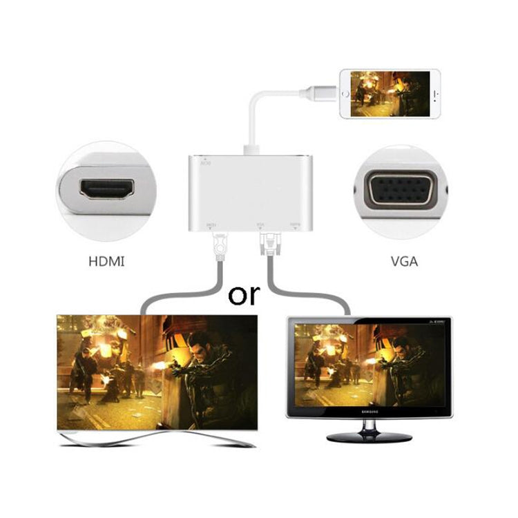 P32 3合1 8 Pin轉HDMI / VGA / Audio適配器