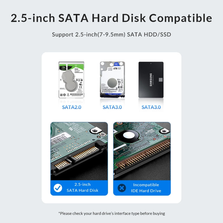 ORICO 2577U3-V1 Grid Texture Design 2.5 inch USB3.0 Micro-B Hard Drive Enclosure Box