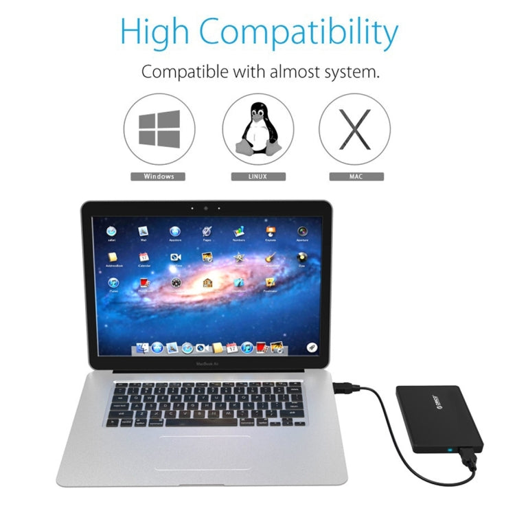 ORICO 2588US3-BK 移動硬盤盒子/USB3.0筆記本2.5英寸9.5毫米厚度SATA HDD / SSD串口硬盤盒