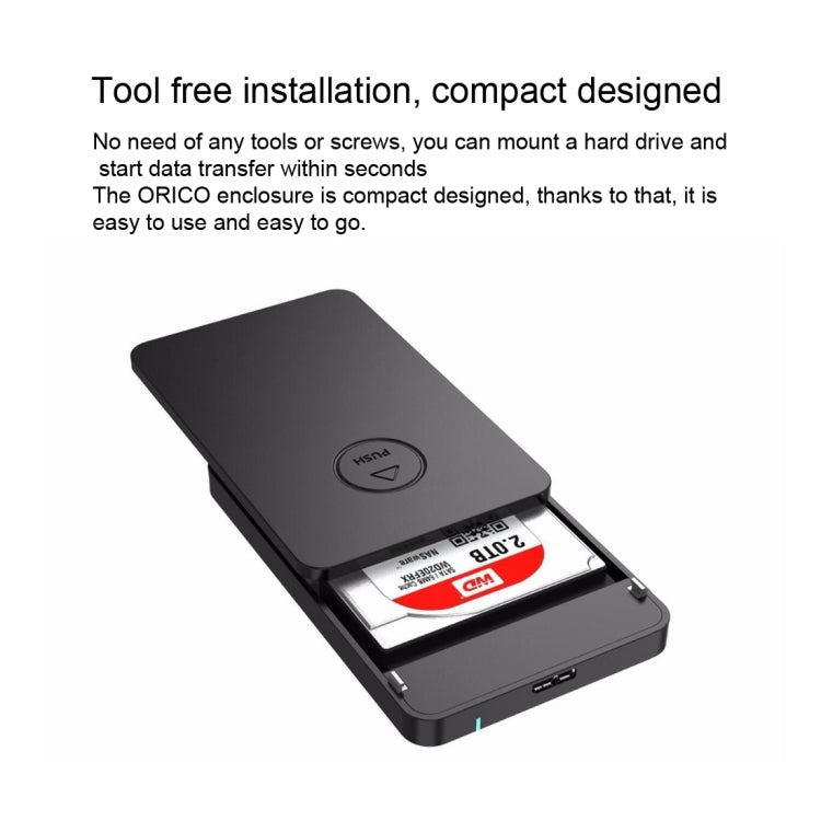 ORICO 2569S3 移動硬盤盒子/USB3.0 Mirco-B 筆記本2.5英寸9.5毫米厚度SATA HDD / SSD串口硬盤盒