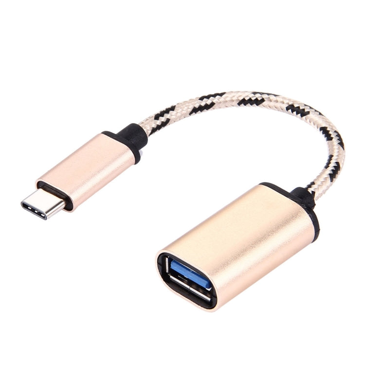 USB Type-C 公頭 轉 USB 2.0 母頭 金屬頭編織數據線,長度：15厘米