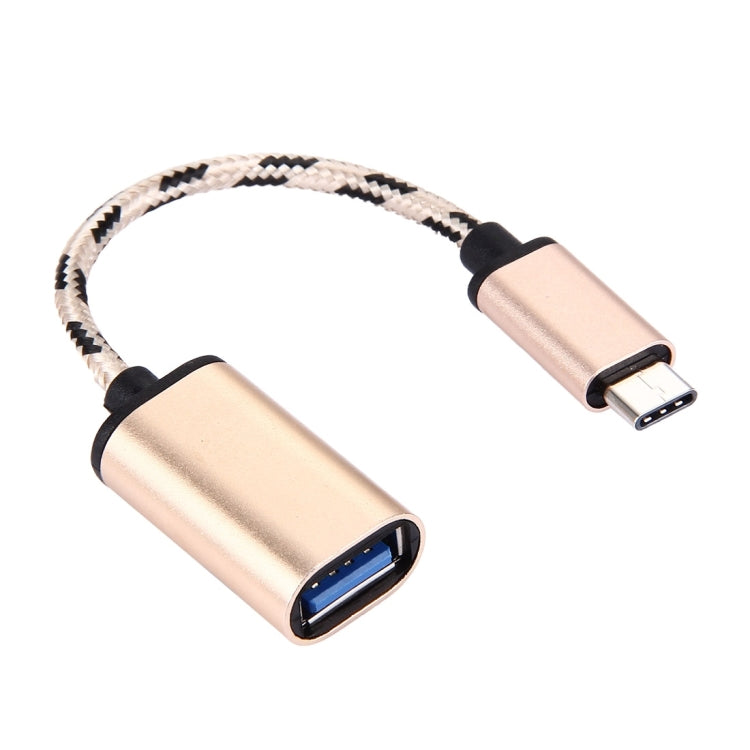 USB Type-C 公頭 轉 USB 2.0 母頭 金屬頭編織數據線,長度：15厘米