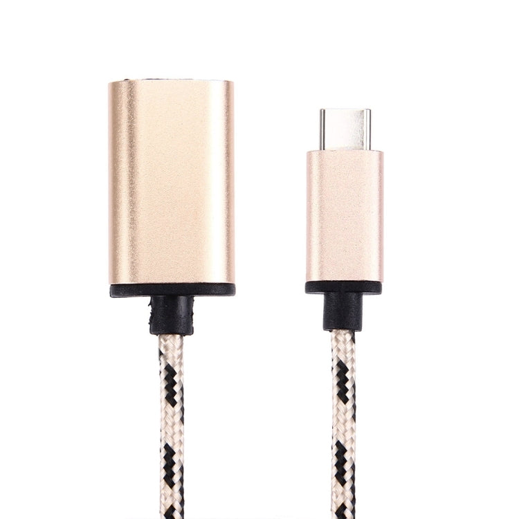 USB Type-C 公頭 轉 USB 2.0 母頭 金屬頭編織數據線,長度：15厘米