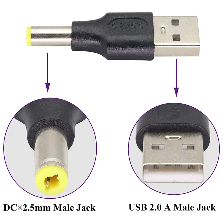 10個一賣 5.5 x 2.5mm公頭 轉 USB 2.0公頭 DC電源插頭連接器